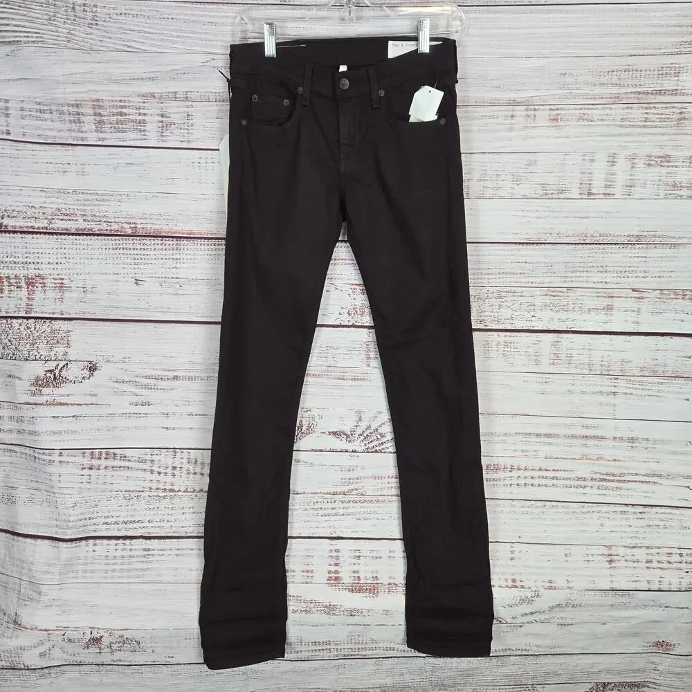Rag & Bone Womens Jeans Dre Aged Burgundy Sz 24 Mid Rise Stretch Minimalist NWT